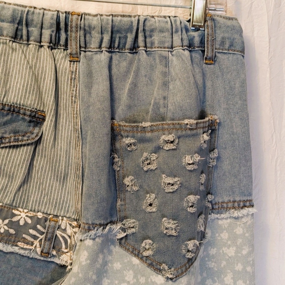 Darla Denim Mixed Media Jeans by POL Small Funky Roomy Fit Quirky - Picture 13 of 14